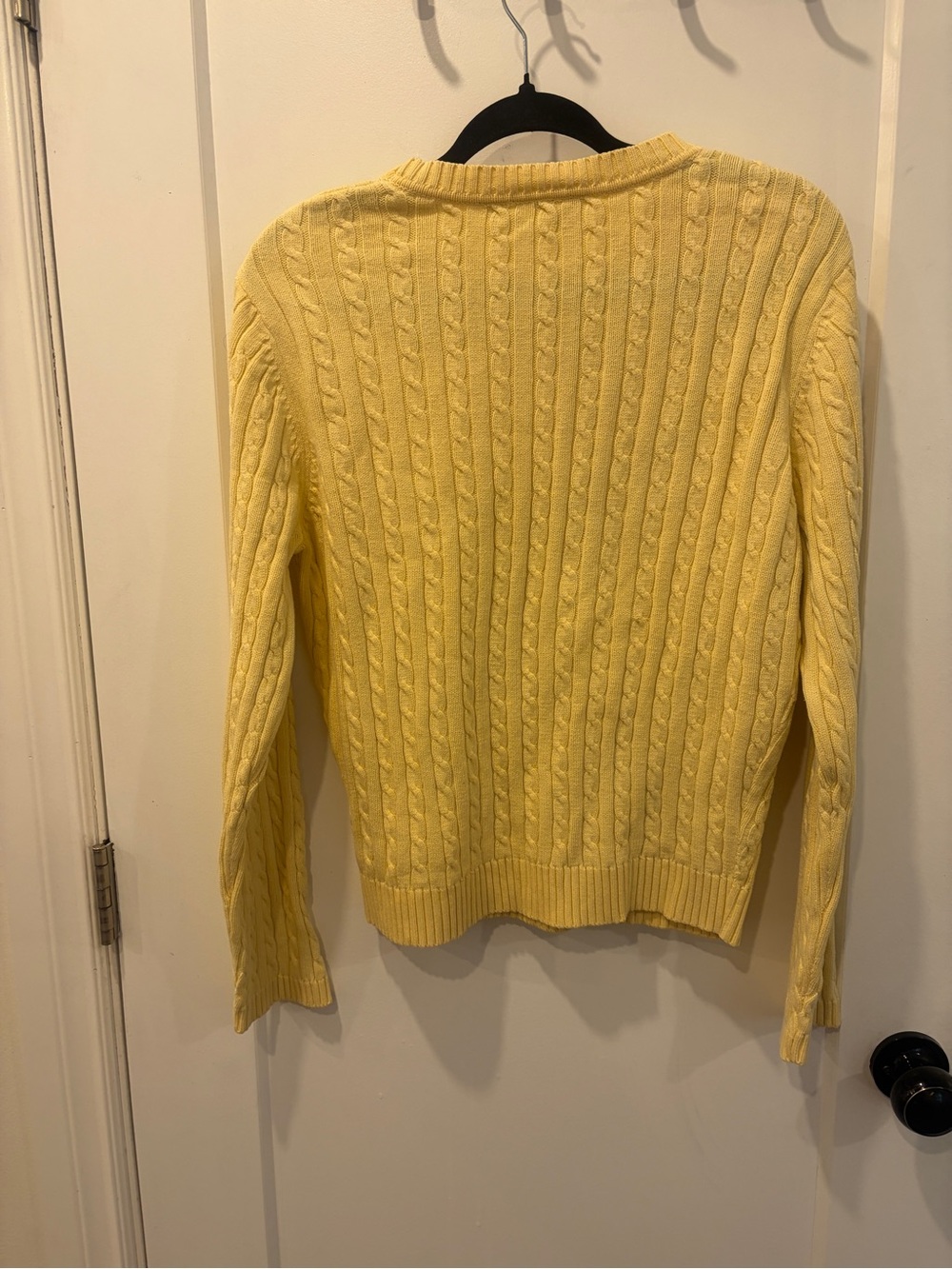 Butter Yellow Cable-Knit Crewneck Sweater - Picture 6 of 14